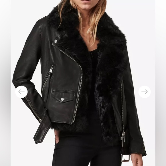 All Saints Luna Shearling Biker Jacket - Picture 2 of 15
